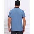 thumbnail image 3 of DARING DIVA Men's Short Sleeve Western Retro Stretch Color-Block Polo Shirts S Blue, 3 of 7
