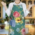 thumbnail image 6 of Pioneer Flower Floral Print Pattern Apron-Garden Aprons for Women with Pockets-Cotton Linen Waterproof Kitchen Cooking Gardening Aprons Adjustable for Kitchen,Cooking,BBQ and Salon 33x27 Inch, 6 of 7