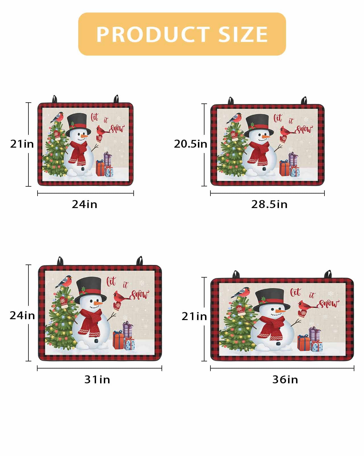 Large Induction Cooktop Protector Mat Christmas Stove Top Covers for Electric Stove, Cute Snowman Xmas Tree Cardinal Birds Buffalo Plaid Decorative Stove Burner Cover Mats, Glass Top Stove Cover