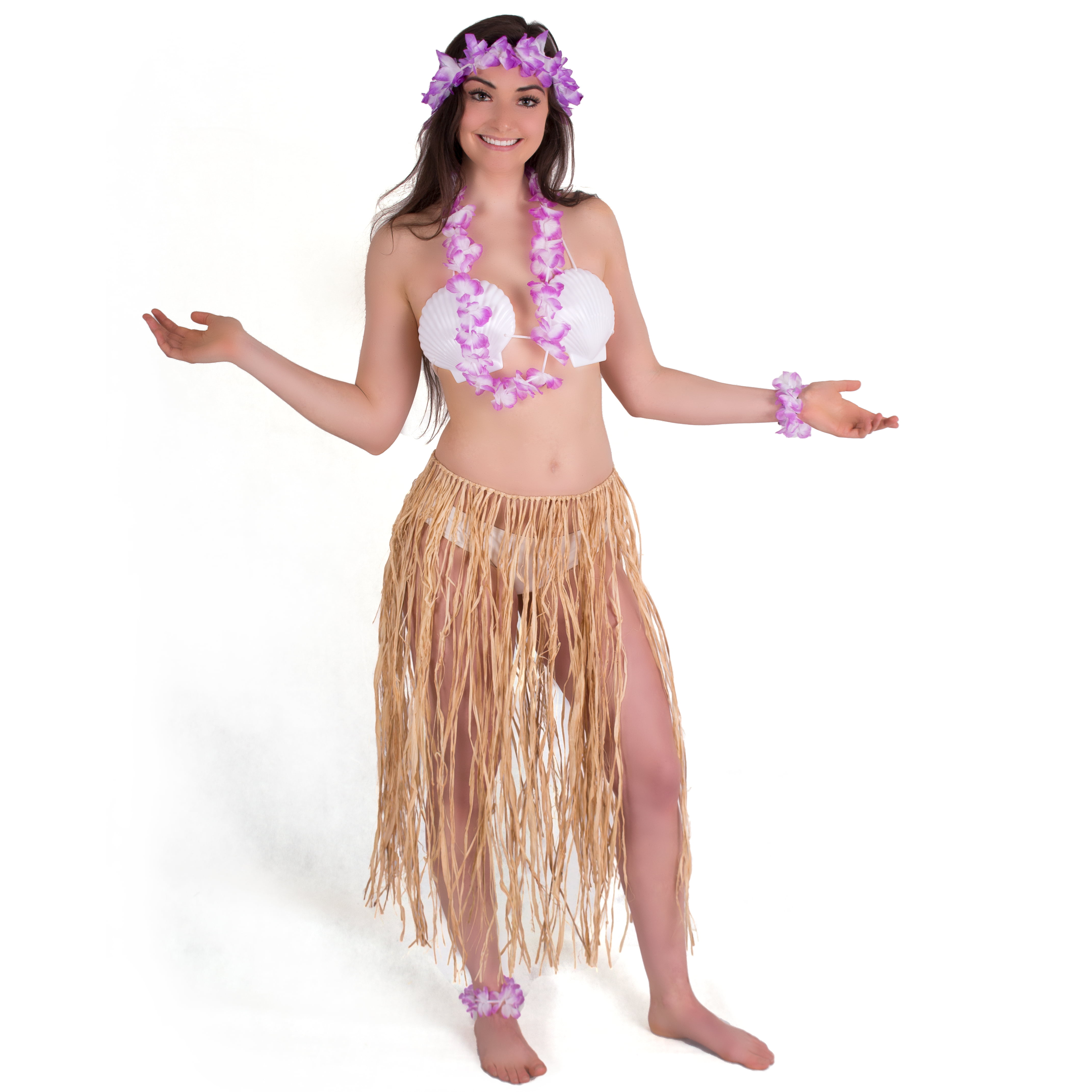 Hawaiian Hula Aloha Plastic Shell Bra Top 15cm + Ties Ladies Fancy