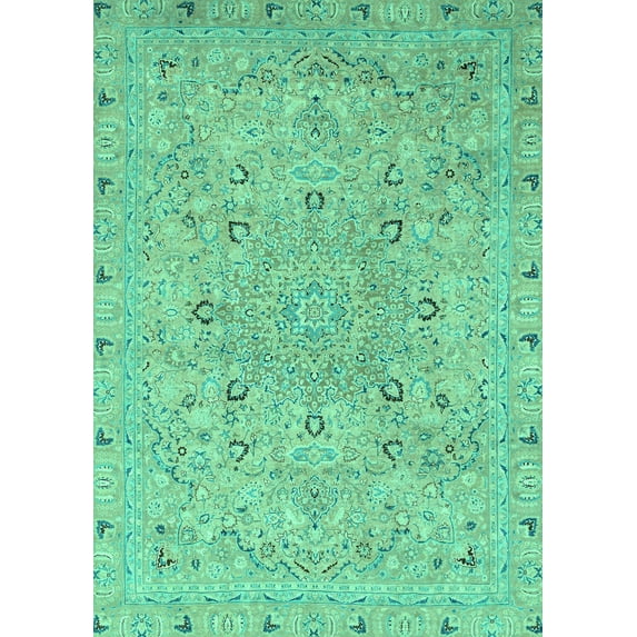 Ahgly Company Indoor Rectangle Abstract Turquoise Blue Modern Area Rugs, 8' x 10'