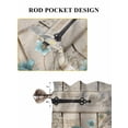 thumbnail image 6 of Teal Tulip Butterfly Bathroom Window Curtain, Beige Turquoise Floral Farmhouse Wooden Light Filtering Coffee Kitchen Curtains, Bedroom Living Room Curtains 2 Panel 84"x45", 6 of 6