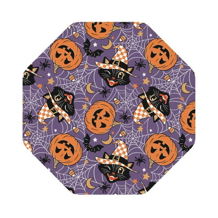 

Giroia Vintage Halloween Black Cat Coasters Leather Coasters Set of 6 Coaster for Drinks Octagon