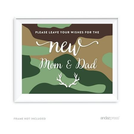 Leave Wishes For New Mom & Dad Woodland Camouflage Boy Baby Shower Party