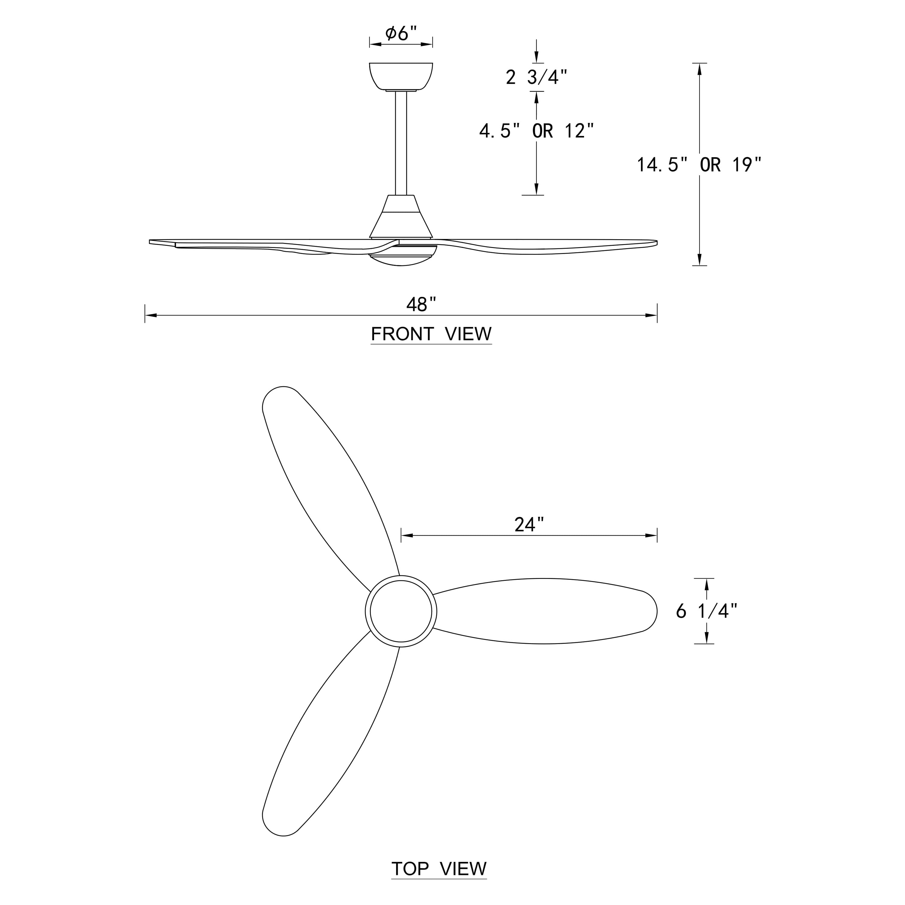 C Cattleya 48 in. 3-Blades Integrated LED White Wood Ceiling Fan with Light and Remote Control