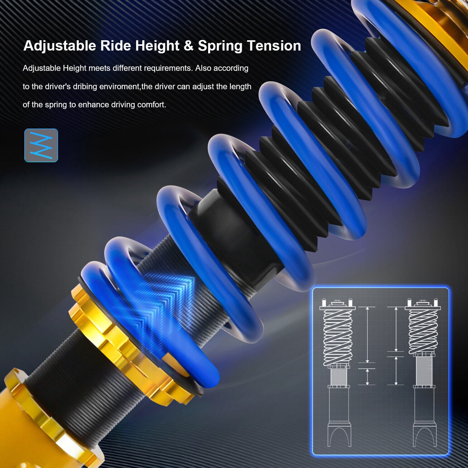 MOSTPLUS Front & Rear Coilover Struts Adj. Height for 06-10 Chrysler 300C Challenger SRT8