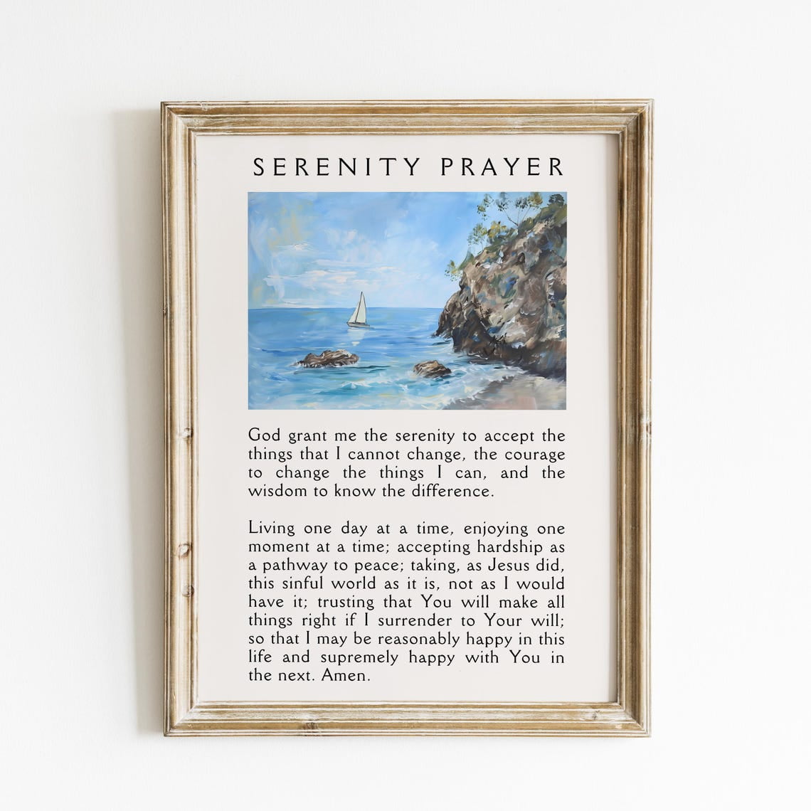 Serenity Prayer Coastal Christian Bible Verse Wall Art Print Christian Home And Prayer Room Decor