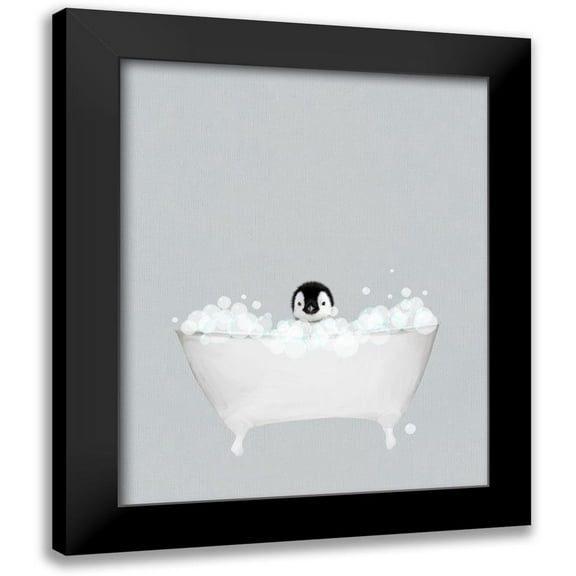 Straatsma, Leah 12x14 Black Modern Framed Museum Art Print Titled - Penguin Blue Bath