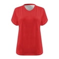 thumbnail image 4 of Hecho para Más Camisa Mujeres de Cuello en V de Gran Tamaño de Manga Corta Top Sólido, Base de Verano Deportivo Tee para el Uso Diario Y Casual Del Hogar, Bastidor de Imitación Ligero, 4 of 6