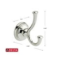 thumbnail image 4 of Delta Faucet 79735 Cassidy Double Robe Hook, Polished Chrome, 4 of 6