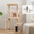 thumbnail image 3 of PawHut 52 Inch Cat Tree with Scratching Posts, Cat Bed, Condo, Beige, 3 of 10
