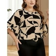 thumbnail image 4 of Cuteduck Women's Plus-Size Top With Five-Quarter Sleeves Women's Printed Crew Neck Shirt Top 1X-4X, 4 of 6