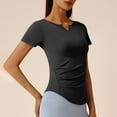 thumbnail image 6 of hotojiny Workout Tops for Women Slim Notch V Neck Short Sleeve Ruched Shirt Athletic Sports Running Yoga Tee Gym Clothes, 6 of 7