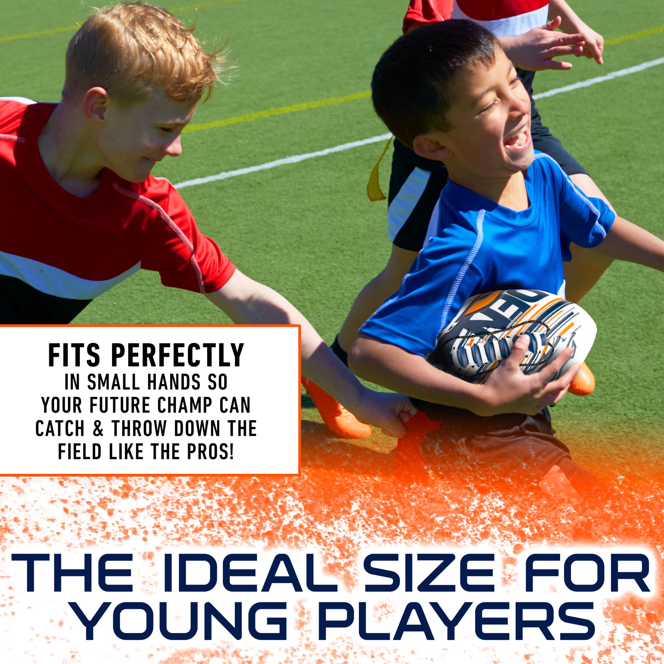 NFL Denver Broncos Football - Youth Mini Football - 8.5" Football- SPACELACE Easy Grip Texture- Perfect for Kids !