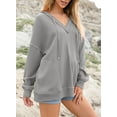 thumbnail image 6 of DOKOTOO Hoodies for Women Oversized Sweatshirts Casual Long Sleeve V Neck Waffle Hooded Sweatshirt S-2XL, 6 of 10