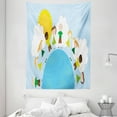 thumbnail image 1 of World Tapestry, Smiling Kids over Planet Drawing All Children of the World Happy Friendship Peace, Wall Hanging for Bedroom Living Room Dorm Decor, 60W X 80L Inches, Multicolor, by Ambesonne, 1 of 2