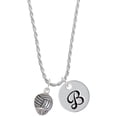 thumbnail image 1 of Delight Jewelry Silvertone Volleyball Spinner Silvertone Script Initial Disc - B - Charm Necklace, 20"+3", 1 of 4