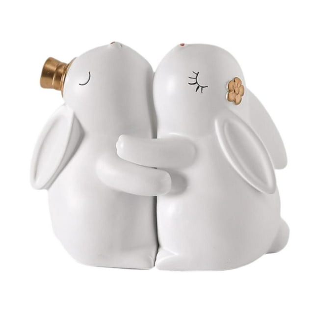2 piezas de estatuas de conejo para parejas, decoración de conejitos, manualidades, regalo de bodas, centro de mesa, escultura, moderno para