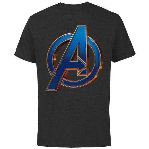 Marvel Avengers: Endgame Movie Logo in Blue - Short Sleeve Cotton T-Shirt for Adults - Customized-Black