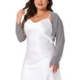 thumbnail image 5 of Agnes Orinda Women's Plus Size Mother's Day Long Sleeve Open Front Sheer See Through Mesh Bolero Shrug Crop Cardigans 3X Gray, 5 of 7