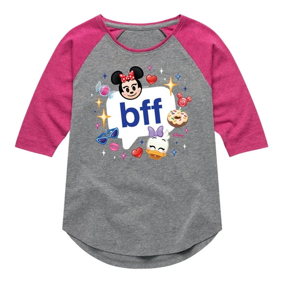 Disney Emoji - Bff Minnie Daisy - Toddler And Youth Girls Raglan Graphic T-Shirt