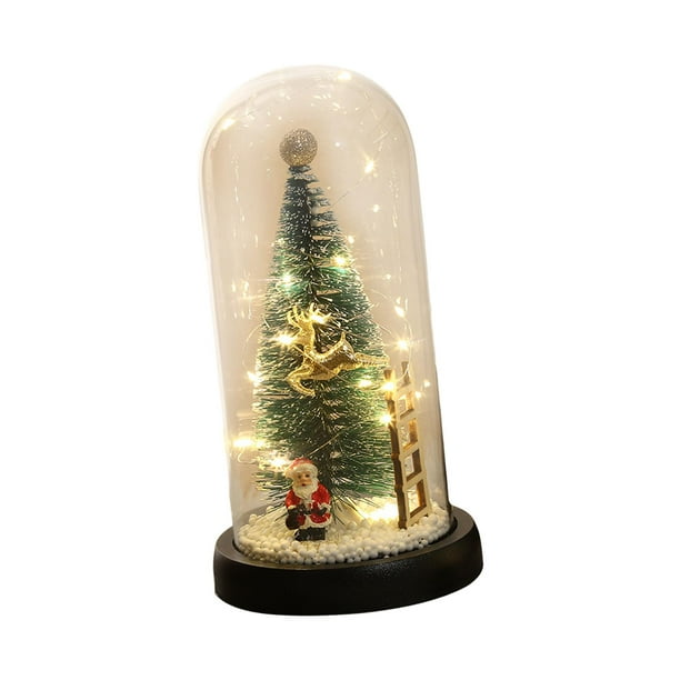 Christmas Tree in Glass Cover with Light Xmas Night Light for Kids  Versatile C 