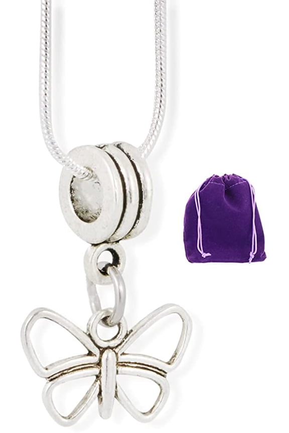 Butterfly (Outline) Charm Snake Chain Necklace