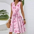 thumbnail image 4 of Sundress, Casual V Neck Sleeveless Floral Tunic Tank Midi Dress Cocktail Beach Vacation Tube Top Dress Bodycon For Women Halter Dresses Mini 2024 Dresses Cotton Dresses (S, Pink) ZMTing, 4 of 5