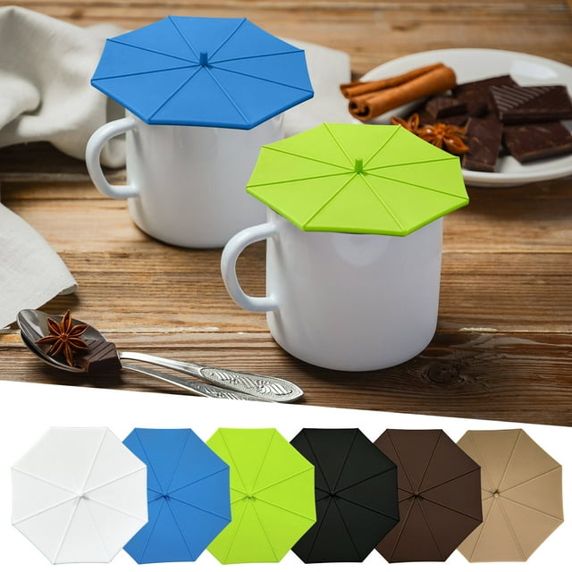 Meitianfacai 5 Pcs Umbrella Shape Anti-Leak Mug Lids,Unique Design Lids for Cup,4.1 Pouces