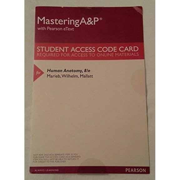 MasteringA&P with Pearson eText -- ValuePack Access Card -- for Human Anatomy, 9780134330969, Paperback, 8th edition