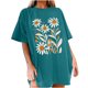 thumbnail image 1 of Faldas Cortas para Mujeres, Impresión de Flores Casual Oversized Camiseta de Manga Corta Top Hecho de 95% Poliéster 5% Spandex para Primavera Verano, Falda Corta de Verano, 1 of 7