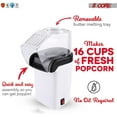 thumbnail image 3 of Popcorn Machine Hot Air Electric Popper Kernel Corn Maker Bpa Free No Oil, 3 of 25