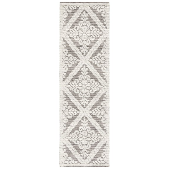 SAFAVIEH Vermont Trinity Floral Geometric Wool Runner Rug, Ivory/Brown, 2'3" x 8'