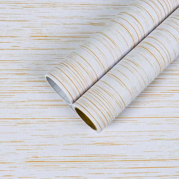 CHIHUT White and Gold Faux Grasscloth Wallpaper for Countertops Waterproof Textured Peel and Stick Wallpaper for Kitchen Self Adhesive Wall Paper Removable Vinyl Roll for Cabinets Bedroom 12"x100"