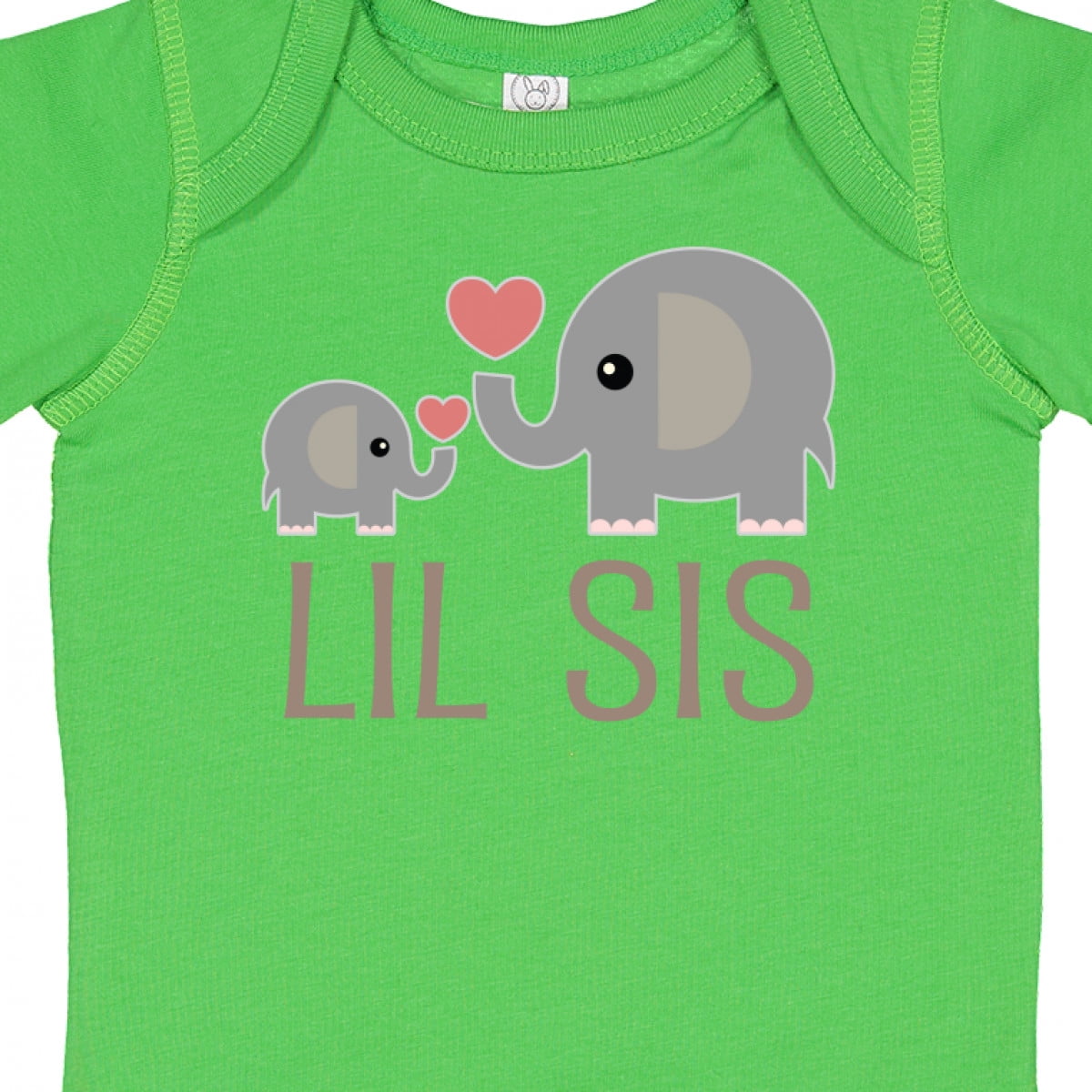 Inktastic Little Sister Elephant Girls Baby Bodysuit