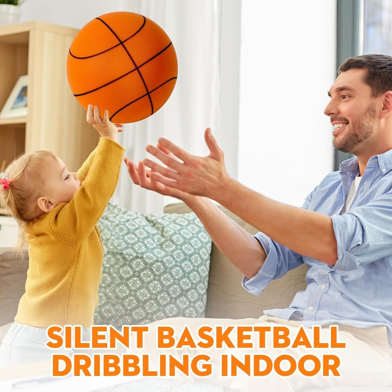 Silent Basketball Size 7 (29.5") – 2026 New Silent Basketballs Dribbling Indoor, Pro PU Foam Silent Ball for Quiet Dribbling & Indoor Training, Real Feel with Higher Bounce