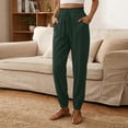 thumbnail image 5 of Perfectbot Women's Casual Drawstring Pants Ruffle Elastic Waist Cuff Bottom Pants with Pockets, 5 of 6