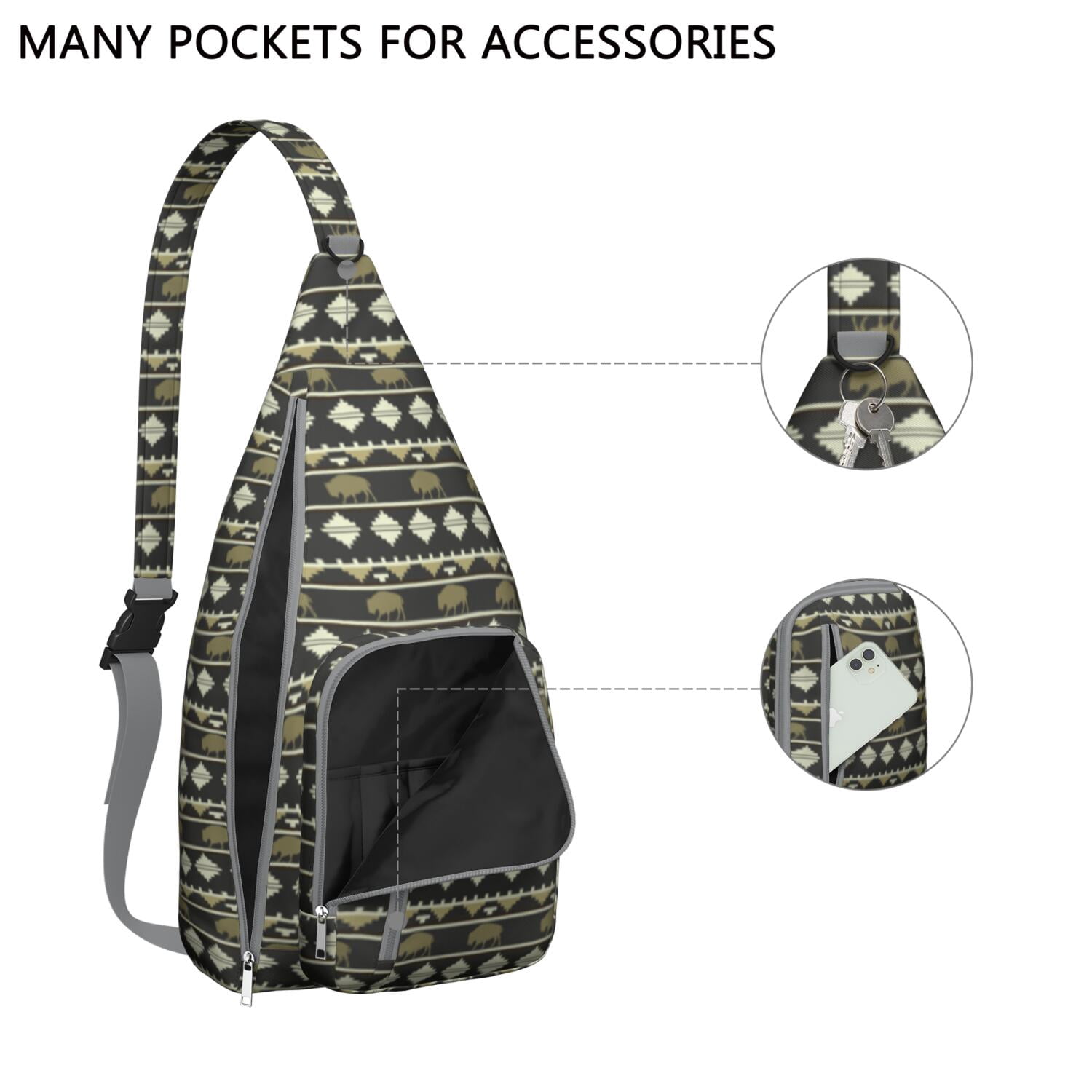 Tropical Buffalo & Floral Chest Bag - Cute Cow & Grassland Print Sling Backpack for Nature Lovers (Farm Animal Design, Adjustable Convertible Strap)