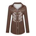 thumbnail image 5 of Cowgirl Cowboy Shirts Women Western Floral Print Button Down Tops Long Sleeve Snap Outfits Spring Fall Brown S, 5 of 5