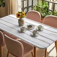 thumbnail image 3 of White Wood Grain Table Cloths for 3 Foot Rectangle Tables, Vintage Farmhouse Wooden Board Patio Waterproof Elastic Fitted Tablecloths, Washable Rectangular Table Cover for Camping, 3 of 8