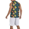 thumbnail image 5 of Gaeub Blue Floral Men's Mesh Basketball Jersey, Quick-Drying Sleeveless Top S-4XL, Loose Muscle Tank Top -Small, 5 of 9