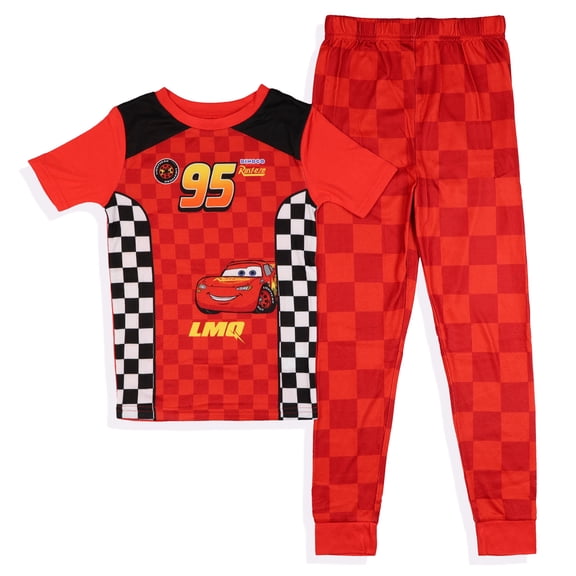 Disney Cars Pajamas Boy's Lightning McQueen Snug Fit Short Sleeve Pant Set