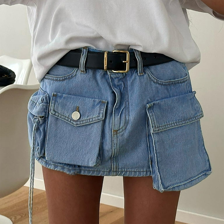 WMNS Hipster Micro Mini Shorts - Frill Cut / Short Back Pockets / Light Blue