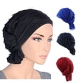 thumbnail image 4 of Chemo Cancer Headscarf Ruffles Hat Ethnic Turban Headwear Pleated Beanie Hijab, 4 of 19