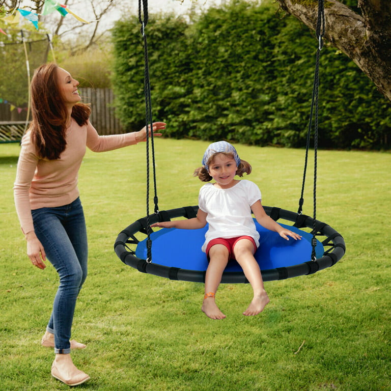 Gymax 40'' Flying Saucer Round Tree Swing Kids Play Set w/ Adjustable Ropes Outdoor