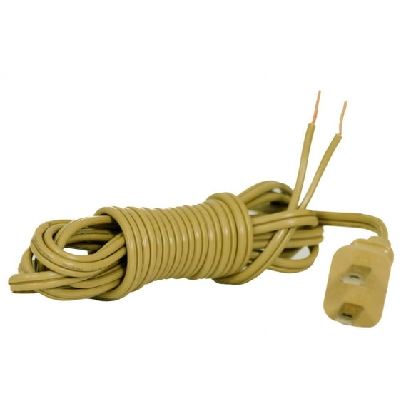 Royal Designs, Inc. Lamp Cord with Molded Plug, Stripped Ends Ready for Wiring, 8 ft long, Antique Gold, SPT-1 UL Listed