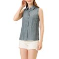 thumbnail image 4 of INSPIRE CHIC Chemise Sans Manches à Col Pointu à Simple Boutonnage pour Femme m Gris Foncé, 4 of 6