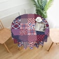 thumbnail image 3 of Patriotic American Plaid Round Tablecloth 60 Inch, Decorative Holiday Home Party Table Cloth for Kitchen Dining Picnic Table Cover, 3 of 6