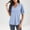 #095-Blue, variant on V-Neck Short Sleeve Blouse for Women, Loose Fit Casual Top with Button Front, Breathable Soft Shirt for Office and Daily Wear