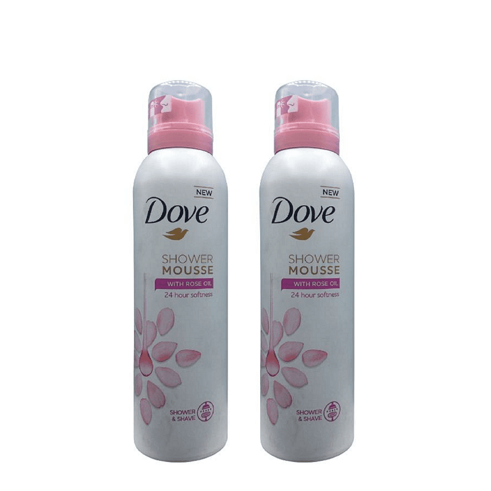 Dove Shower Mousse Rose Oil 200 Ml (Pack Of 2)